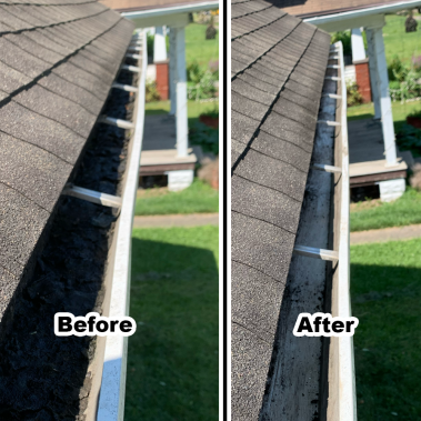 before and after gutter cleaning